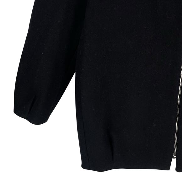 Zara Monteco Wool Front Zip Oversized Bomber Jacket Black Size XS - Picture 9 of 12